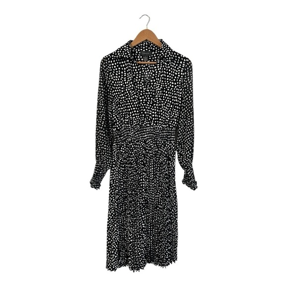 Gracia Women's Dress Size Large Smocked Waist Collar Black White Long D30803 - Picture 1 of 5